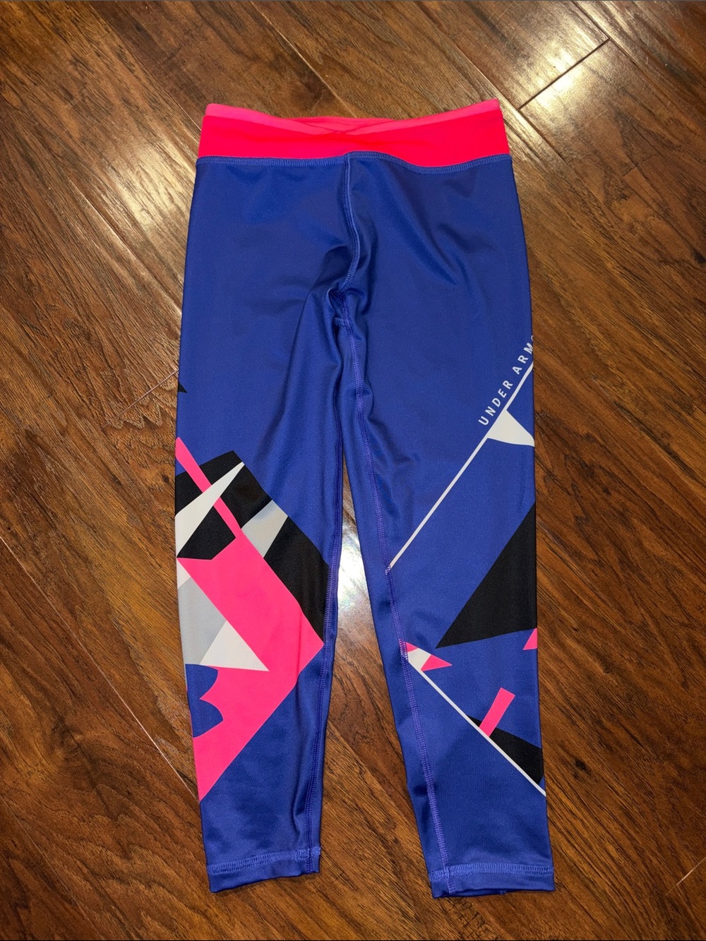 Under Armour Purple & Hot Pink Geometric Performance Leggings Youth M